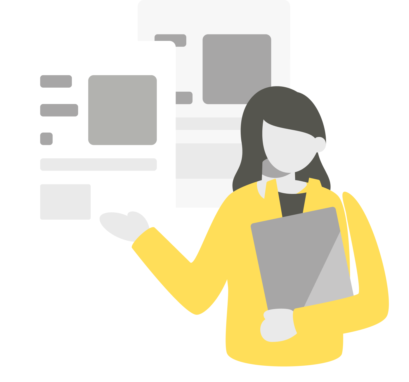 情報を紹介している女性